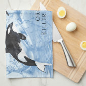 Linge De Cuisine Incroyable Orques d'aquarelle noire et blanche (Quart Plié)