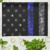 Linge De Cuisine Indicateur de la ligne bleue mince de la police (Plié)