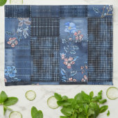 Linge De Cuisine Indigo Floral Patchwork Motif | Boho Denim (Plié)
