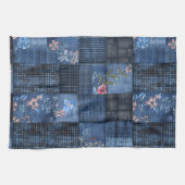 Linge De Cuisine Indigo Floral Patchwork Motif | Boho Denim (Horizontal)
