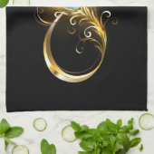 Linge De Cuisine Infinité avec plume de paon doré (Plié)