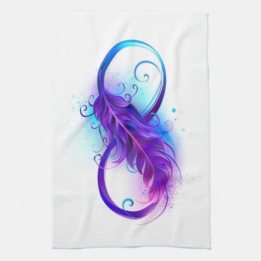 Linge De Cuisine Infinity with purple feather (Vertical)