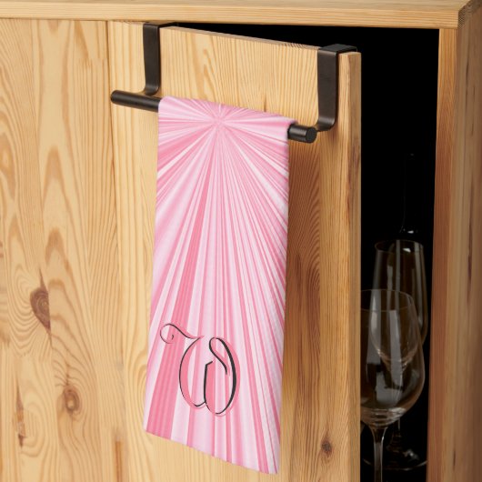 Linge De Cuisine Initiales à motif rose rétro  (Pliage en tiers)