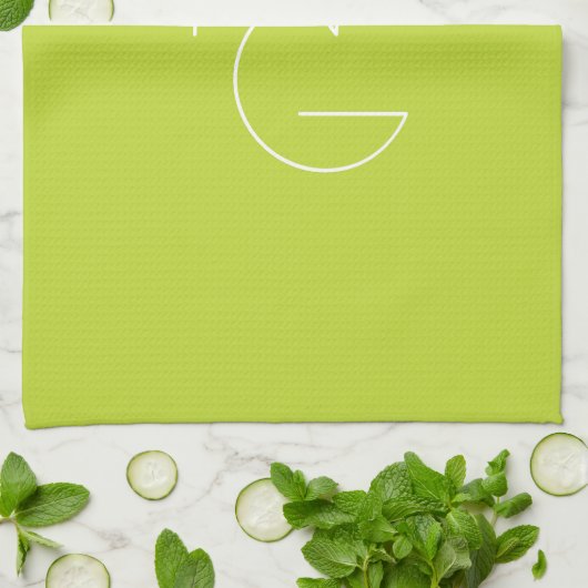 Linge De Cuisine Initiales de chevauchement modernes 2 | Lime vert (Plié)