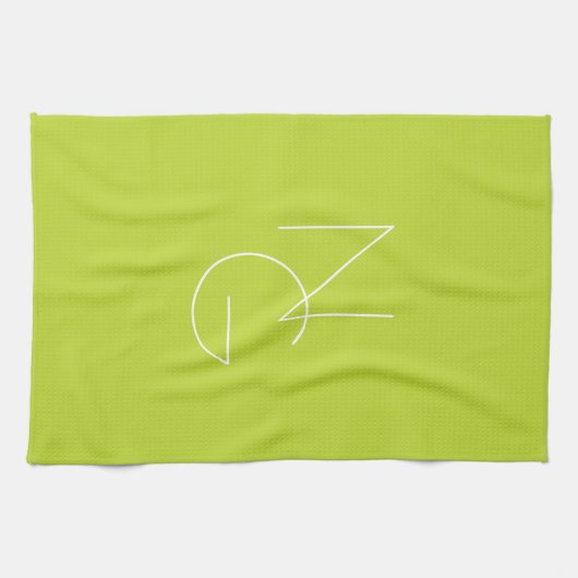 Linge De Cuisine Initiales de chevauchement modernes 2 | Lime vert (Horizontal)