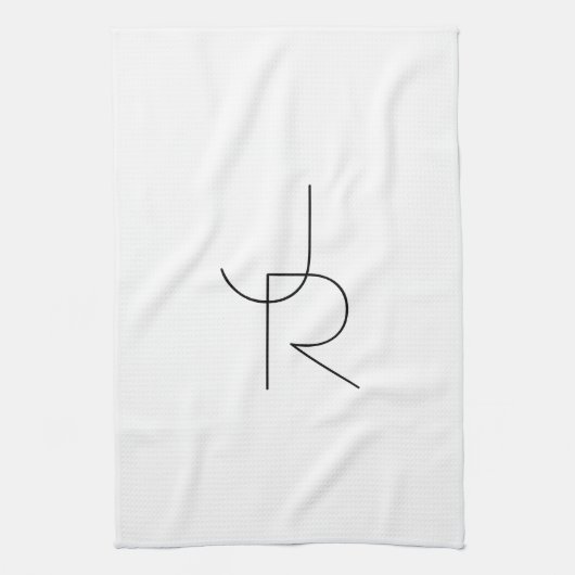 Linge De Cuisine Initiales de chevauchement modernes 2 | Noir en bl (Vertical)