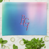 Linge De Cuisine Initiales de monogramme de couleur arc-en-ciel pas (Plié)