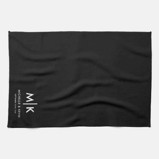 Linge De Cuisine Initiales de monogramme moderne de mariage personn (Horizontal)