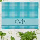Linge De Cuisine Initiales de monogramme personnalisées turquoises (Plié)