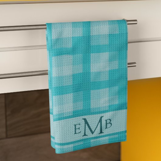 Linge De Cuisine Initiales de monogramme personnalisées turquoises