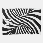 Linge De Cuisine Initiales de Motif noir psychédélique rétro (Horizontal)