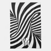 Linge De Cuisine Initiales de Motif noir psychédélique rétro (Vertical)