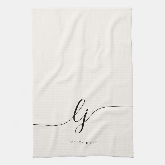 Linge De Cuisine Initiales de script monogramme neutre simple et él (Vertical)