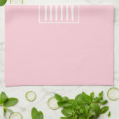 Linge De Cuisine Initiales Monogramme | Blanc Sur Rose Clair (Plié)