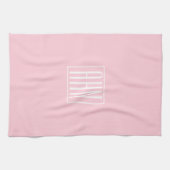 Linge De Cuisine Initiales Monogramme | Blanc Sur Rose Clair (Horizontal)