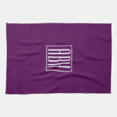 Linge De Cuisine Initiales Monogramme | Blanc Sur Violet Foncé (Horizontal)