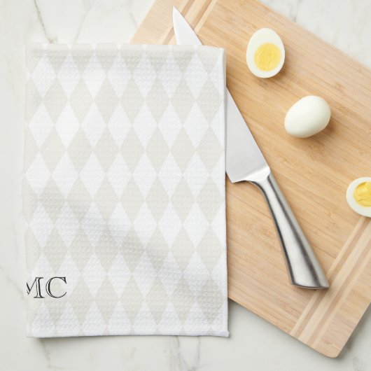 Linge De Cuisine Initiales monogrammes classiques Arlequin Diamants (Quart Plié)