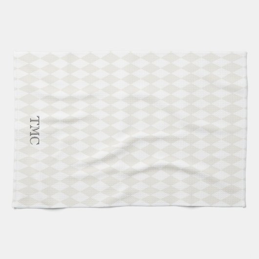 Linge De Cuisine Initiales monogrammes classiques Arlequin Diamants (Horizontal)