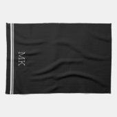 Linge De Cuisine Initiales Monogrammes Lignes minimes modernes Noir (Horizontal)