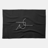 Linge De Cuisine Initiales superposées Modern 2 | Blanc sur Noir (Horizontal)