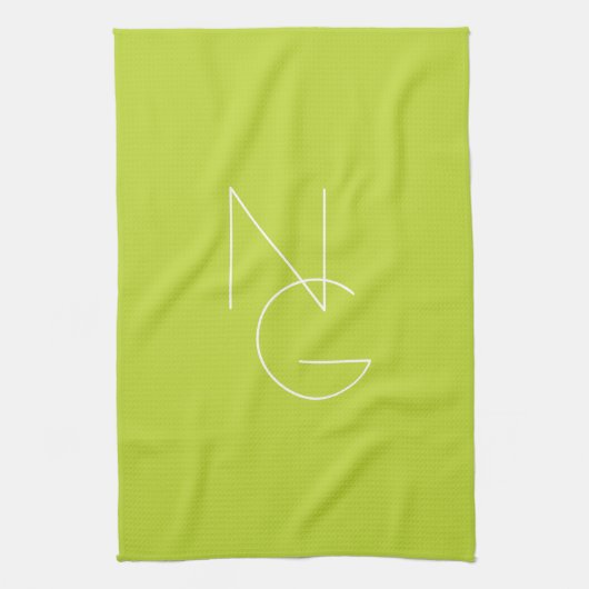 Linge De Cuisine Initiales superposées Modern 2 | Vert Citron (Vertical)