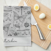 Linge De Cuisine Insecte de cuisine du chef moderne gris et noir (Quart Plié)