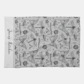 Linge De Cuisine Insecte de cuisine du chef moderne gris et noir (Horizontal)