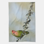 Linge De Cuisine Inséparable à visage rose sur une branche (Vertical)