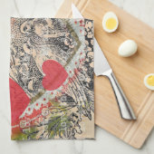 Linge De Cuisine Inséparables Heart Red Art Collage (Quart Plié)