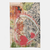 Linge De Cuisine Inséparables Heart Red Art Collage (Vertical)