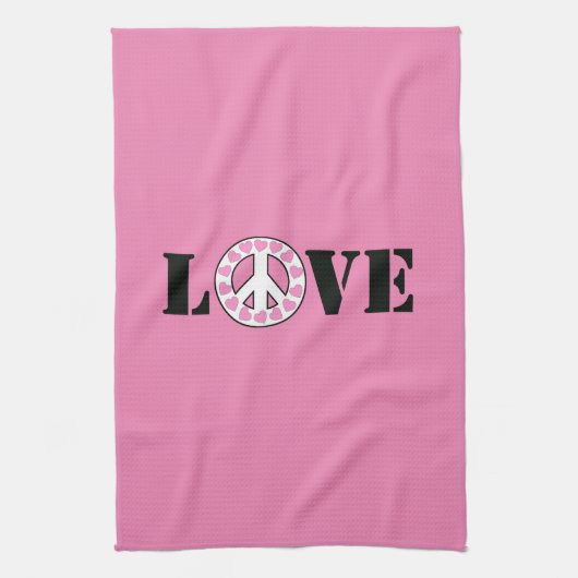 Linge De Cuisine Inspirationnel Pink Love Coeurs de paix (Vertical)