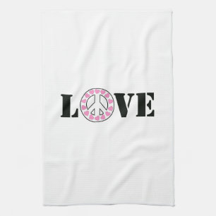 Linge De Cuisine Inspirationnel Pink Love Coeurs de paix