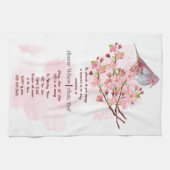 Linge De Cuisine Invitation Oiseaux rouges et fleurs de cerisiers r (Horizontal)