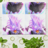 Linge De Cuisine Iris Fleurs Floral Fleur Noir Violet (Plié)