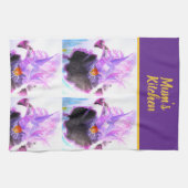 Linge De Cuisine Iris Fleurs Floral Fleur Noir Violet (Horizontal)