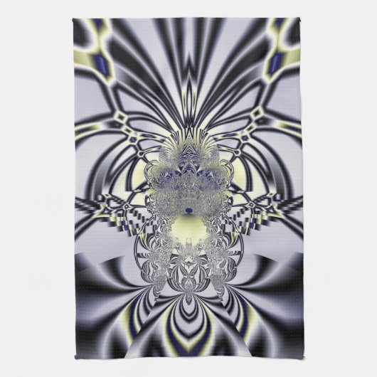 Linge De Cuisine Iris Violet Art Fractal de Géométrie Sacrée (Vertical)