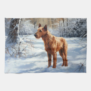 Linge De Cuisine Irish Terrier Laisser neiger Noël