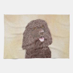 Linge De Cuisine Irish Water Spaniel Peinture - Original Dog Art
