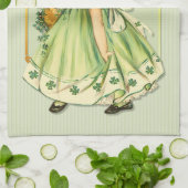 Linge De Cuisine Irlandaise fille de promenade Shamrock (Plié)
