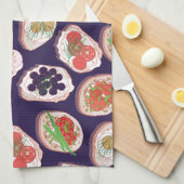 Linge De Cuisine Italien Hors d'oeuvres | Motif Canape (Quart Plié)