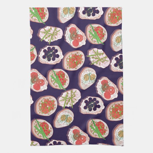 Linge De Cuisine Italien Hors d'oeuvres | Motif Canape (Vertical)