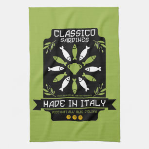 Linge De Cuisine Italien Sardines Art Imprimer Cuisine Cadeau