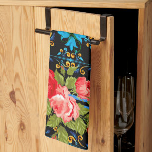 Linge De Cuisine italien, sicilien, floral, majolica motif  