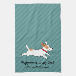Linge De Cuisine Jack courant heureux Russell Terrier - texte fait