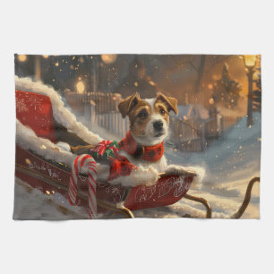 Linge De Cuisine Jack Russell Chien Festive de Noël