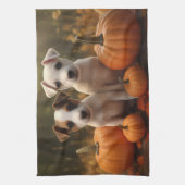 Linge De Cuisine Jack Russell Puppy Automne Citrouille de plaisir (Vertical)