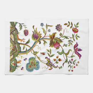 Linge De Cuisine Jacobean Crewel Brodery Arbre de vie