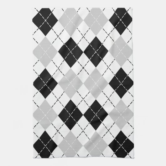 Linge De Cuisine Jacquard blanc et gris noir (Vertical)