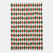 Linge De Cuisine Jacquard diamant Arlequin rouge et vert (Vertical)