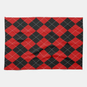 Linge De Cuisine Jacquard preppy Tartan Diamond Plaid Rouge Noir (Horizontal)